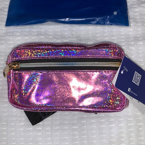 Livacasa fanny pack.  Pink shiny NWT - Picture 1 of 5